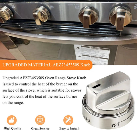 Universal LG Stove Knob Replacements Kit Fits LRG3095ST And LDG3036ST AEZ72909008 showing upgraded knobs on a stove