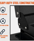 Close-up of premium steel hinge and handle kit showcasing rust-resistant heavy-duty construction suitable for outdoor griddles.