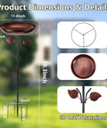 Built To Last Heavy Duty Metal Bird Bath For Outdoors Weatherproof Detachable Design In Retro Bronze Garden Decor, 40 Inches Tall