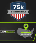 Over 75k chargers sold badge with USA map highlighting Minnesota for 24V Lead Acid Battery Charger For Genie SkyJack JLG Scissor Lift Forklift
