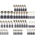 60 Piece Electric Motor Carbon Brush Set With 10 Different Sizes Replacement Kit for power tools laid out on a white background