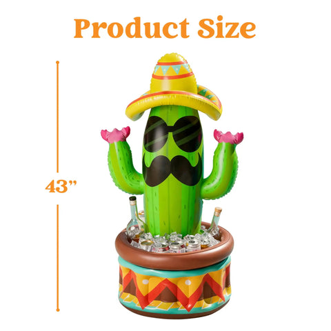 Forty Three Inch Inflatable Cactus Cooler With Sombrero Hat For Fiesta And Cinco De Mayo Party Supplies A Fun Functional Inflatable Pool Party Cooler And Desert Theme Decor That Keeps Drinks Cold