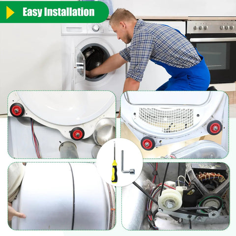 Upgraded Whirlpool Dryer Repair Kit With Hella Durable 4392067 Parts And Wpw10314173 Drum Rollers installation process with tools.