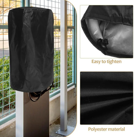 Tough As Nails EV Charger Station Cover Waterproof Rainproof Dustproof Universal Fit Outdoor Guard on charging post in black.
