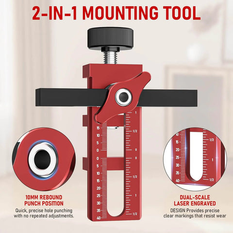 2-In-1 Cabinet Door Mounting Jig With Quick Edge Positioner Drilling And Installation Fixation Adjustable Installation Tool, close-up view