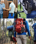 Collage of Rugged Phone Holster Belt Pouch For Large Smartphones, MOLLE Carry Case With Belt Clip in various outdoor settings.