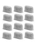 Twelve Premium Charcoal Water Filter Replacements for Home Coffee Makers and Brew Pros, removing chlorine, odors, and impurities