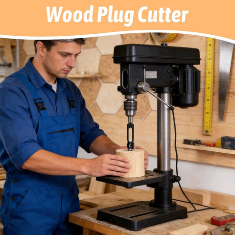 Wood Plug Cutter in use with Built Like A Tank 5 Piece Wood Plug Cutter Set Carved From Tough High Carbon Steel Bits.