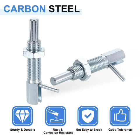 Top Notch Heavy Duty Retractable Indexing Plunger Pin Set Spring Loaded Carbon Steel Positioning Block shown from the front with detailed spring mechanism.