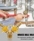 Heavy Duty Brass Y Type Gas Ball Valve With Solid Three Way Build And Dual Quick Hook Up Port Fittings For Dead Shut Off Seal Dependable Pipe Heater Regulation And Easy Twist Operation Daily installed in piping system for easy operation.