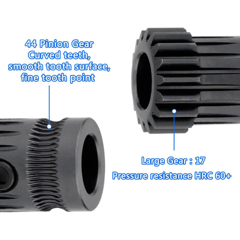 Hardened Steel MK3 Drive Gear Extruder Kit for Prusa I3 with dual gears showing detailed curved teeth and bore size.