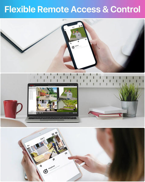4K PoE Security Camera System With 2TB HDD, remote access view on phone, laptop, and tablet for flexible home monitoring