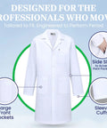 Unisex Lab Coat Pro Grade For Students And Professionals, 100% Cotton Sanforized, Crisp Professional Look, Large Size