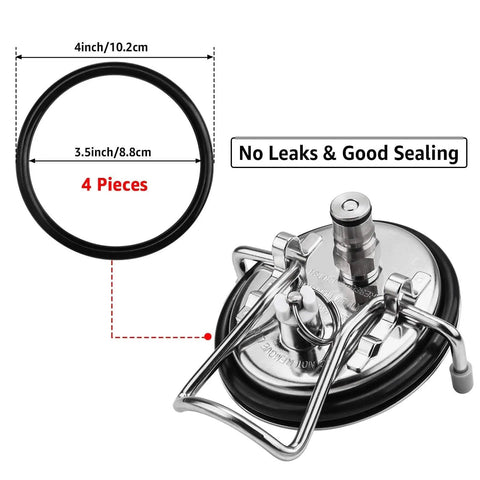 Kegging Gasket Kit For Corny Kegs 28 Piece O Ring Replacement Set With Ball Lock Post Gaskets Dip Tube Seals Carbonation Keg Seals And O Ring Removal Tool For Homebrewers And Beer DIY Fans close-up of lid with O-ring dimensions