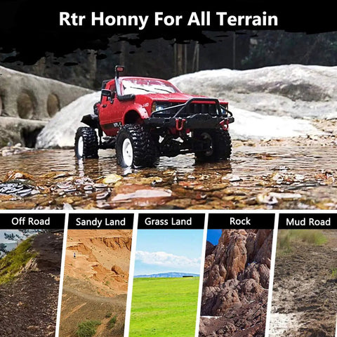 Off Road RC Truck One Sixteen Scale Beast With Proportional Steering And 2 4Ghz 2CH 4WD Drivetrain All Terrain Rock Crawler RTR Hobby Vehicle For Adults Realistic Pickup Style on rocky terrain