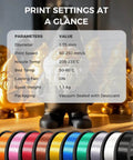 Silk PLA Filament 1.75mm Silver 1.1Kg Spool With Metal Like Shine And Smooth Silk Finish For Most FDM 3D Printers High Dimensional Accuracy Plus Minus 0.02mm Easy To Print shown with print settings.