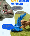 Dog agility cone set with 12 inch hurdle cones, backyard obstacle course kit; shows cracked cone vs safe blue cone for beginners.
