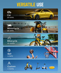 Versatile use chart for Portable Tire Inflator With 16000mAh Battery 150 PSI Air Pump for car, motorcycle, bicycle, and sports ball inflation.