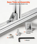 Kickass 2020 Aluminum Extrusion Profile Featuring Slick Anodized T Slot Linear Rail for Heavy Duty CNC and 3D Printer DIY Workbench Assembly Silver 10 Pack accessories including screws, nuts, and brackets.