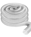 Heavy Duty Bellows Flex Hose For Shop Vacs And Industrial Dust Extractors 100mm clear flexible hose coiled for easy storage.