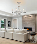 Vintage Farmhouse Crystal Branch Chandelier Bronze 9 Light Rustic Pendant Lights For Dining Room Living Room Kitchen Bedroom And Restaurant French Country Style Ceiling Fixture in modern living room