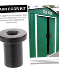 Five Piece Barn Door Track Spacers And Wall Link Connectors Black Replacement Hardware Kit For Sliding Doors shown with green sliding barn door.
