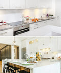 Modern kitchen with 12 Pack G8 LED Bulbs Dimmable 120V T4 20W Warm White 3000K under cabinet lighting for home, sleek design