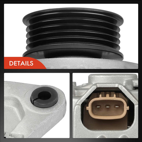 Close-up details of Beefed Up Alternator Upgrade For Subaru Impreza Forester And Saab 9 2X 2004 2010 2 5L 12V 90A 5 Groove Pulley