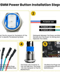 Installation steps for 16mm power button from 2 Pack Chassis Switch With Metal Button 12mm Boot Reset And 16mm Host Switch Cable 60cm Extension For ATX Power On Off Ideal For DIY PC Builds And Custom Rigs.