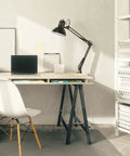 31.5 Inch Multi Joint Desk Lamp With Metal Clamp Black On Off Rotary Switch On Shade Adjustable Swing Arm Reading Light