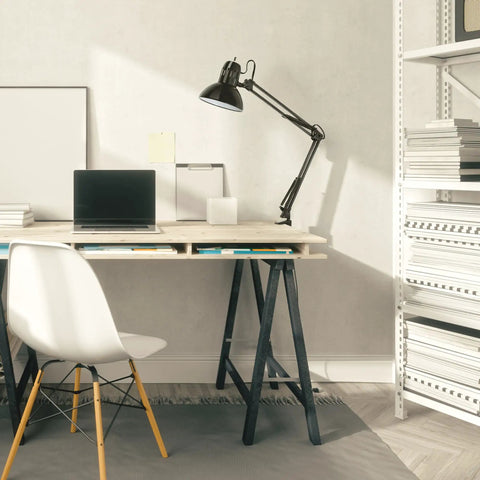 31.5 Inch Multi Joint Desk Lamp With Metal Clamp Black On Off Rotary Switch On Shade Adjustable Swing Arm Reading Light