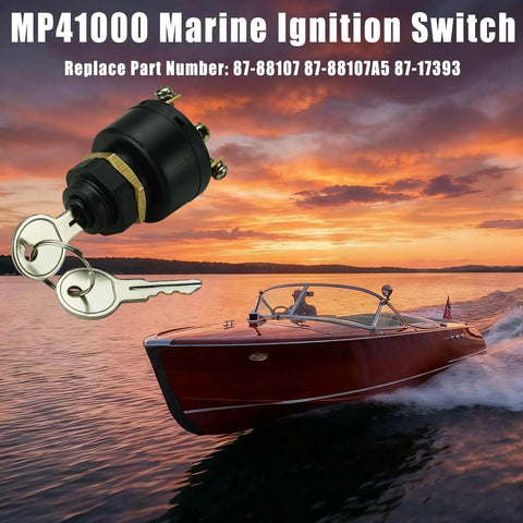 Boat Ignition Switch With Keys For Three Position Magneto Push To Choke No Fuss Install Replacement Panel Mount Fits MP41000