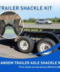 Trailer Axle Equalizer Shackle Kit for Double Eye Springs 3500 to 5200 lbs axles shown on tandem trailer.