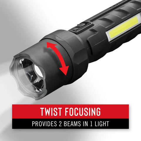 Polysteel 700 LED Flashlight 800 Lumens Heavy Duty Stainless Steel Core Pure Beam And Twist Focus Dual Beam COB Area Light close-up