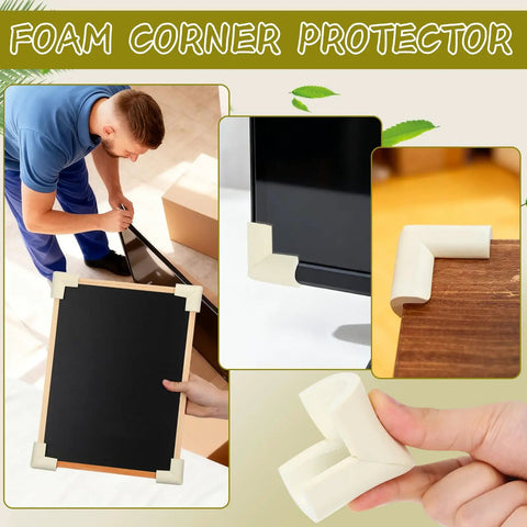 White Foam Corner Protectors 12-Piece U-Shaped Edge Guards for Furniture and Photo Frames in use on various items
