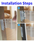 Installation steps for Heavy Duty Universal RV Sliding Closet Door Latches With Slick Hardware Kit on wooden door.