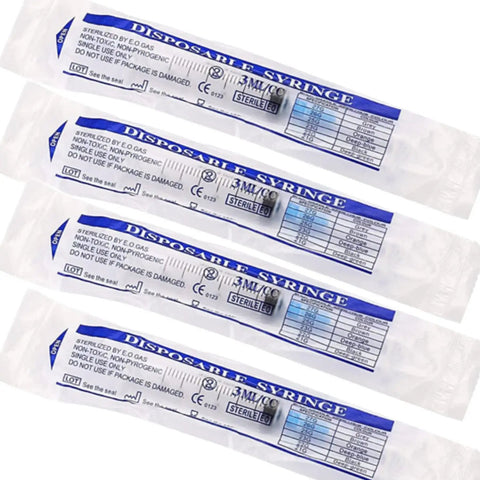 25 Pack 3ml 23G Lab Syringes With Luer Lock, Individually Sealed, Clear Measurements, Thick Barrel, Durable Pusher, Cap Included