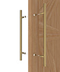 Titanium Gold Round Barn Door Handles For Dual Sided Pulls On Exterior Shower Doors And French Doors, 12 To 59 Inch Lengths