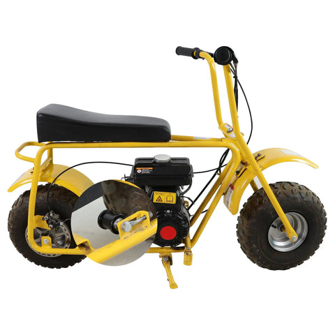 8mm Mini Bike Chain Tensioner With One And Three Quarters Inch Roller installed on yellow mini dirt bike