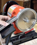 Heavy Duty Woodturning And Carving Tool Sharpening Jig For 6 Inch To 8 Inch Bench Grinders in use with a bench grinder.