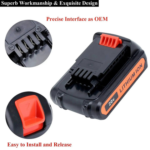 Twin Pack 4000mAh 20V Max LBXR20 Replacement Battery For Black And Decker Outdoor Tools High Capacity Lithium Ion 80Wh Compatible