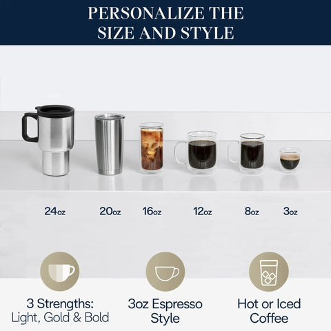 True Brew Drip Coffee Maker With Built In Grinder And Single Serve Function Brew 8 Oz To 24 Oz Hot Or Iced Coffee
