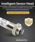 Diffuse Reflection Photoelectric Sensor NPN NO 4 Wire 10mm Sensing Range For Opaque Objects IP66 Rugged Workhorse Proximity Switch, sensor head close-up.