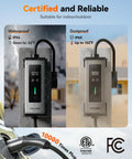 Level 1 And Level 2 40 Amp EV Charger With J1772, ETL Certified, waterproof and dustproof design, 208-240V