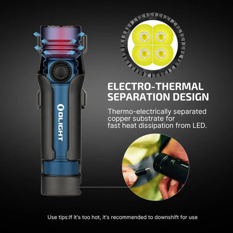 Seeker 4 Pro Rechargeable Flashlight 4600 Lumens With USB C Port IPX8 Waterproof, showing electro-thermal separation design