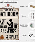 Kickass Vintage Metal Tin Sign 8X12 Inches With A Heck Funny Bathroom Wall Art And Farmhouse Humor Plaque showcasing humorous bathroom decor.