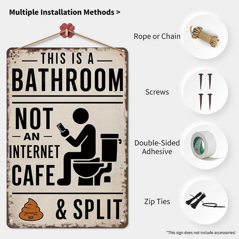 Kickass Vintage Metal Tin Sign 8X12 Inches With A Heck Funny Bathroom Wall Art And Farmhouse Humor Plaque showcasing humorous bathroom decor.