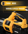 Cordless Leaf Blower And Hedge Trimmer Combo with turbo mode and variable-speed trigger on orange handle