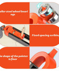 Multi Piece Adjustable Scribing Tool With Solid Locking Mechanism For Rough Carpentry And Trim Work Tough As Nails showing roller steel wheel bearings and fixed spacing.