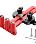 Top Grade Thin Rip Jig For Table Saw Featuring Adjustable Sliding Fence And Dual Laser Scale Guide For Dead Nuts Accurate Woodworking Cuts Down To 1 32 Inch Widths With Knockout Safety Performance, red aluminum construction.